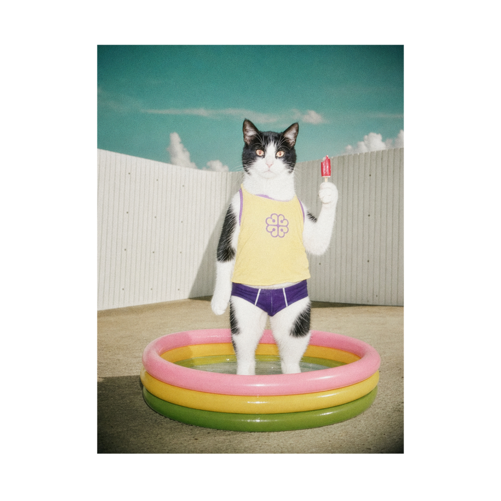 "Pool Day"  - Framed Pet Portrait
