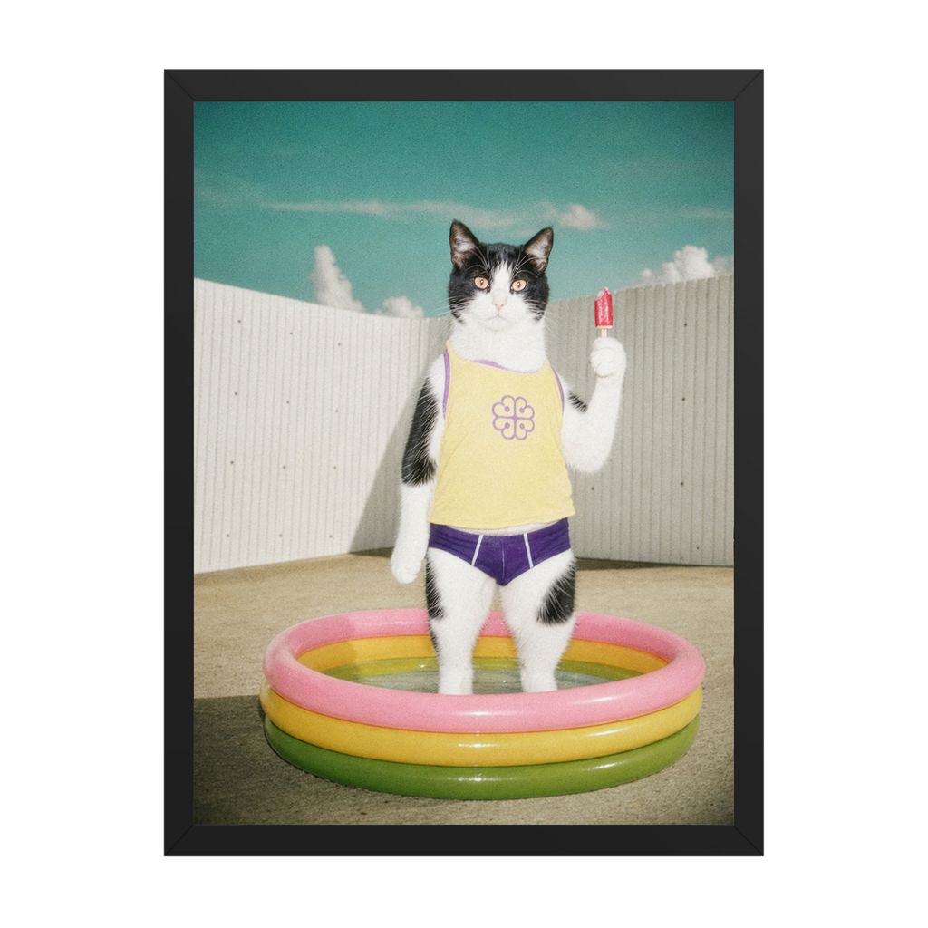 "Pool Day"  - Framed Pet Portrait