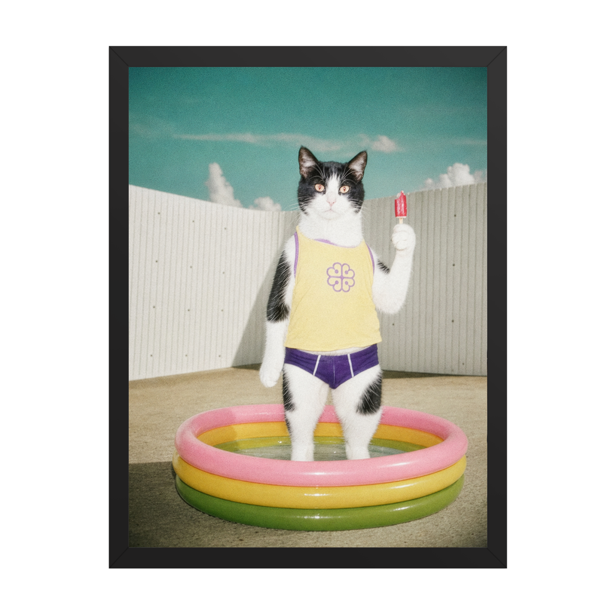 "Pool Day"  - Framed Pet Portrait