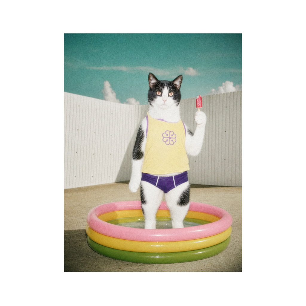 "Pool Day"  - Framed Pet Portrait